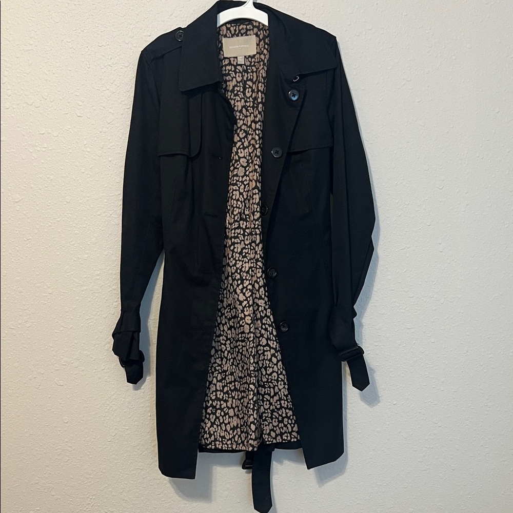Banana Republic Black Trench Coat with Patterned Lining